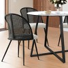 5-piece Dining Set for 4, Round Glass Dining Table Set with 4 Black Mesh Rattan Chair for School Apartment, Dining Room Furniture - The Pop Home - 2 of 4