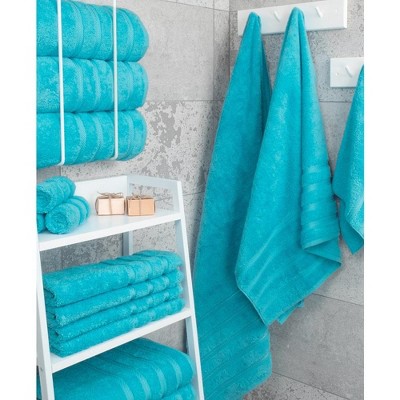 Luxury Aqua Blue Turkish Cotton 4-Piece Bath Towel Set