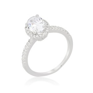 Slickblue Women's Oval-Cut Halo Engagement Ring – with 2.34 Carat Round and Oval Cubic Zirconia, Size Options 5-10 - 1 of 4