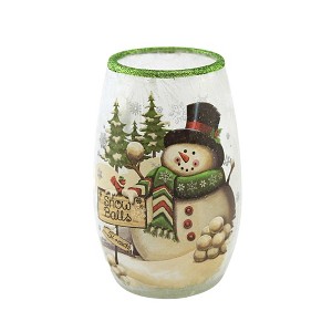 Stony Creek 5.25 In Jolly Snowman Pre-Lit Small Christmas Lighted Glass Accent , Christmas Decor Electric Frosty Winter Green (1PC) - 1 of 3