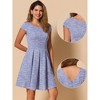 Allegra K Women's Plaid Round Neck Cap Sleeve A-Line Vintage Pleated Dresses - 2 of 4