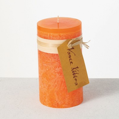 Vance Kitira 6" Tangerine Timber Pillar Candle