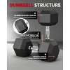 Coucheta Hex Dumbbell Sets - Anti-Roll Design with Cast Iron Core & Rubber Coating for Home Strength Training, Multiple Weights Available - 3 of 4