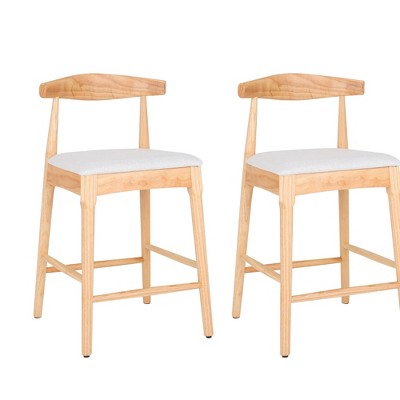 DSVIMOY Counter and Bar Stool Set Solid Wood Frame Upholstered Seat for Kitchen Island or Bar, Beige, 35"*9.25"*19.68"