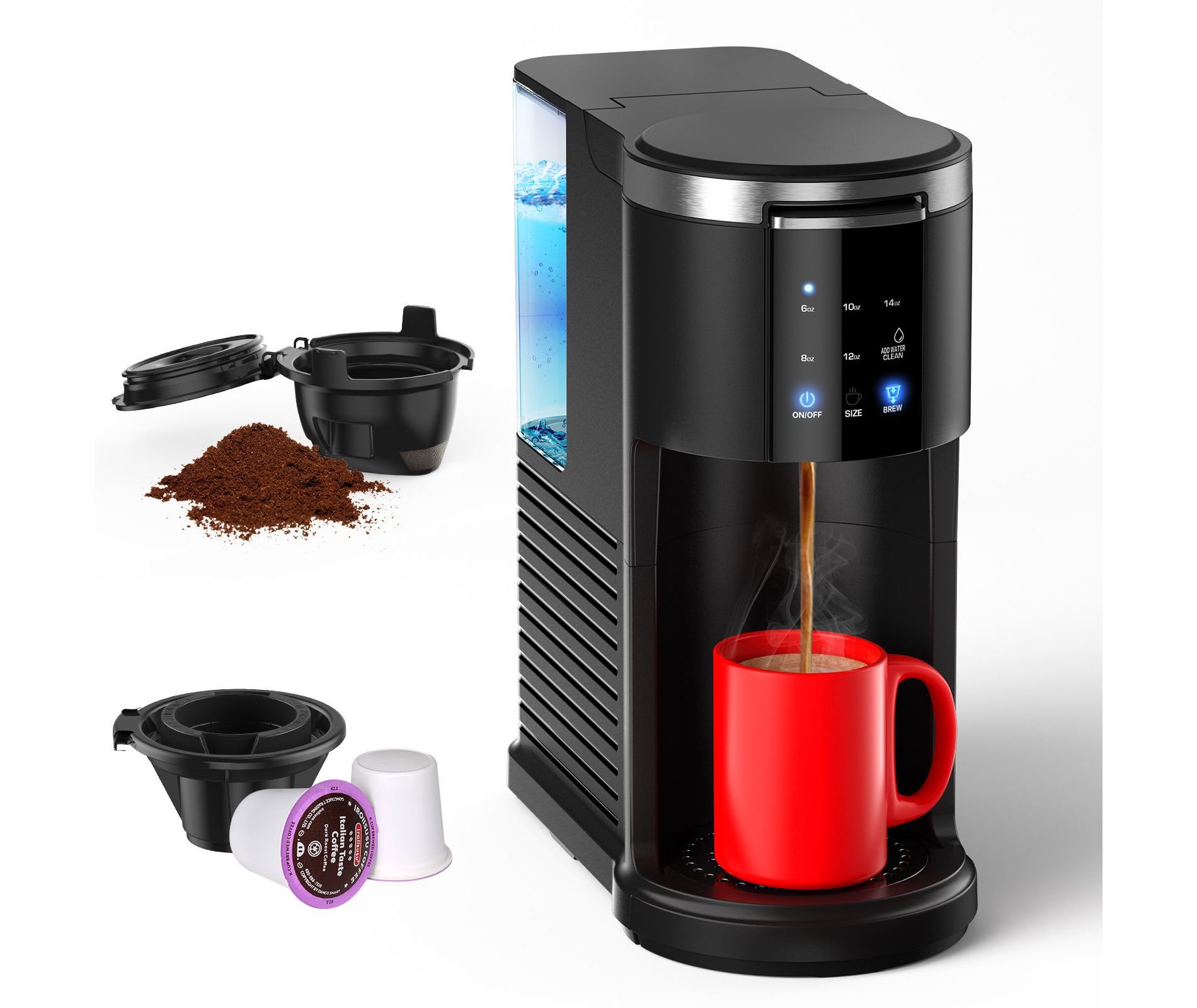 Kismile Single Serve Coffee Maker, K Cup Coffee Maker for Capsule & Ground Coffee, 6–14oz Brew, K-cup Coffee Machine with 40 Oz Removable Water Tank