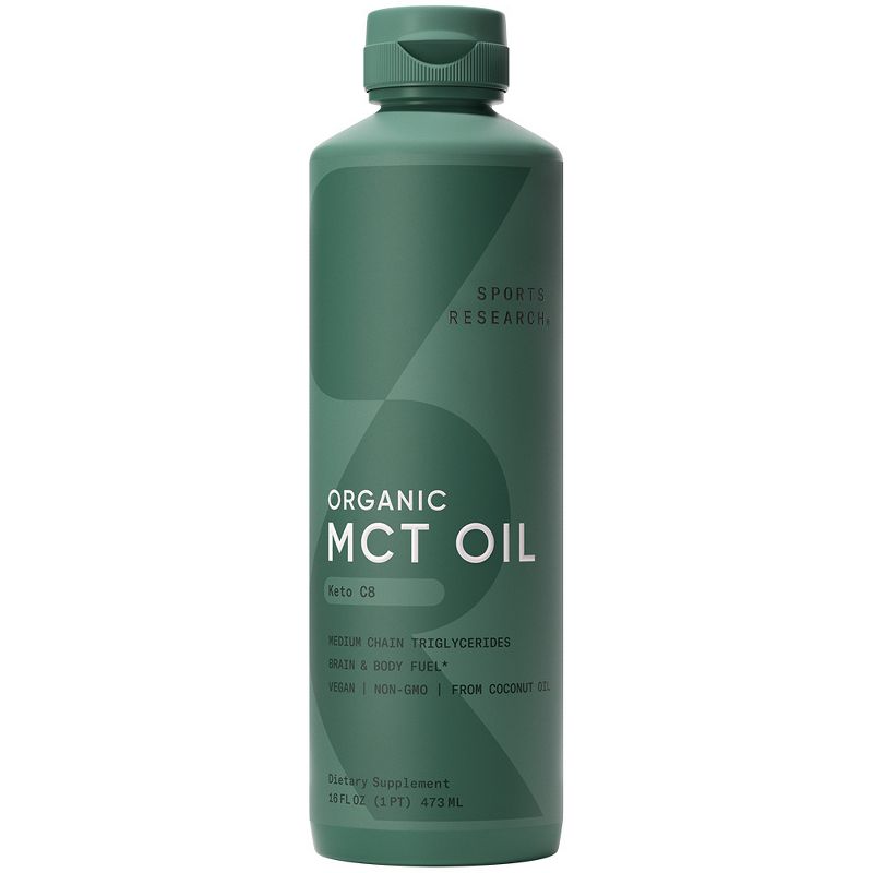 Sports Research Organic MCT Oil, Keto C8, 16 fl oz (473 ml), 1 of 5