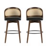 Set of 2 Counter Stools, Walnut Wood Counter Stools with Rattan Backrest for Dining or Kitchen, Upholstered Counter Stools for Home Bar-Koiai - 4 of 4