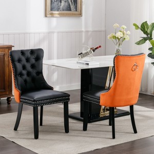 Sapphtopaz Modern Dining Chairs Set of 2 Hand-Pulled Buckle Upholstered Chair with Nailhead Chair for Dining Room, Living Room - 1 of 4