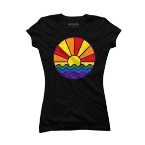 Design By Humans Summer LGBTQIA+ Pride Sunset Ocean By krobilad T-Shirt - 1 of 2
