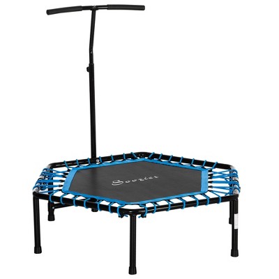 SereneLife SLELT418 40 Inch Adults Indoor Home Gym Outdoor Sports Exercise  Fitness Trampoline with T-bar Handle and Padded Frame Cover, Black