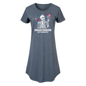 Women's - Instant Message - Dead Inside Patriotic Graphic T-shirt Dress - 1 of 4