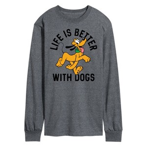 Men's - Disney - Life Is Better With Dogs Long Sleeve Graphic T-Shirt - 1 of 4