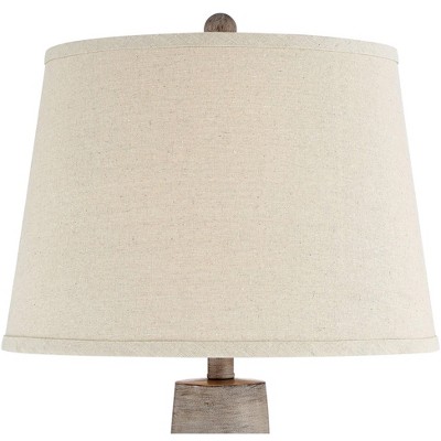 Rustic Gray Urn Table Lamps with Beige Shades, Set of 2