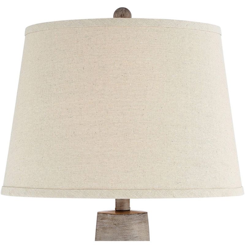 Regency Hill Glenn Rustic Farmhouse Table Lamps Set of 2 with Round Risers 28 1/2" Tall Neutral Fabric Drum Shade for Bedroom Living Room Nightstand, 2 of 5