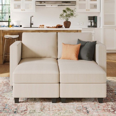 Belffin Modular Small Sectional Sofa Corduroy Sleeper Sofa with Storage Modern Couch for Living Room