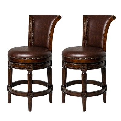 Maven Lane Pullman Swivel Upholstered Kitchen Stool, Set of 2