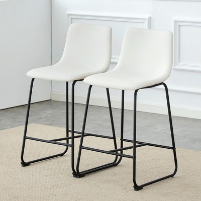 Dolonm Set of 2 Modern Bar Stools, 17.7x14.5x37 Inches, Minimalist Kitchen & Bar Stools with Footrest