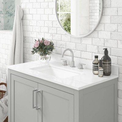 Vivien 36" Gray Bathroom Vanity with Carrara Marble and Ceramic Sink