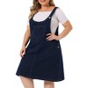 Agnes Orinda Women's Plus Size Casual Adjustable Straps Button Patch Pockets Mini Denim Jumpers - 2 of 4
