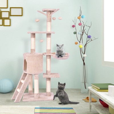 Beige 56'' Cat Tree with Sisal Rope and Plush