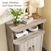 Farmhouse Storage Cabinet with Open Drawer & Adjustable Shelves, Grey - 4 of 4
