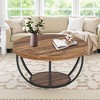Lirago 31.69" Round Coffee Table 2 Tier Modern Wooden Cocktail Table with Metal Base for Living Room Office Sturdy and Elegant Design Brown - 2 of 4