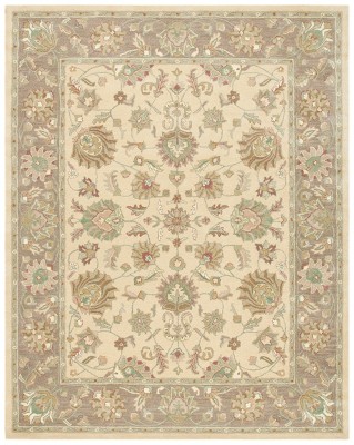 Heritage Ivory and Brown Hand-Tufted Wool Area Rug