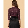 Allegra K Women's Elegant Ruffle Collar Sheer Floral Lace Crop Shrug - 4 of 4