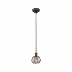 Athens Deco Swirl - 1 Light Stem Hung Mini Pendant In Industrial Style-7.63 Inches Tall and 5.88 Inches Wide - 1 of 1