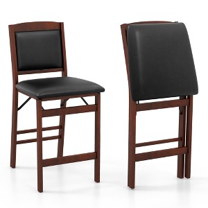 Tangkula Set of 2 Counter Height Chairs w/ Rubber Wood Legs Padded Seat & Backrest - 1 of 4