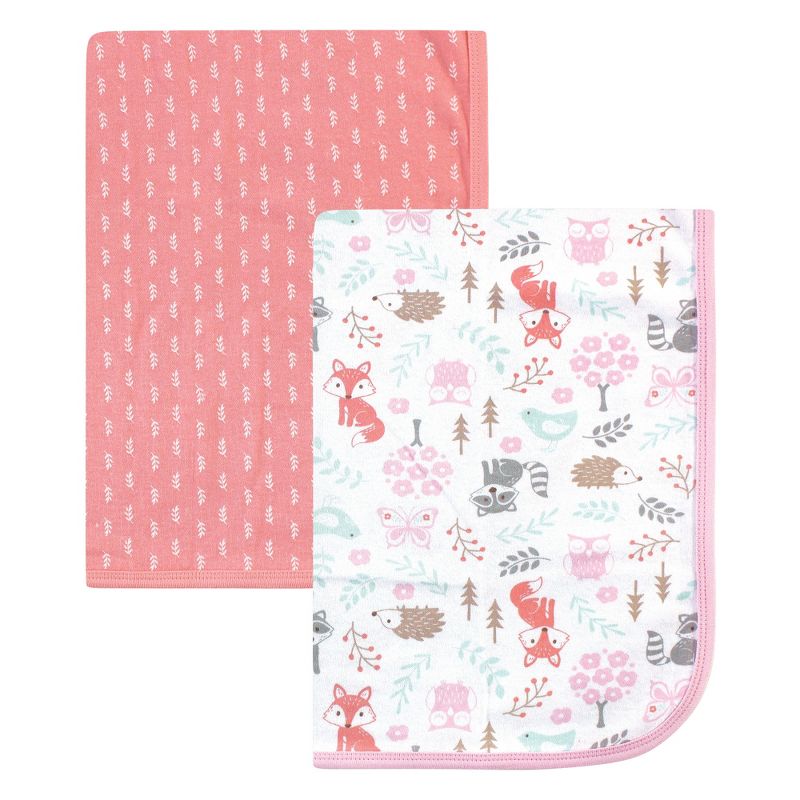 Hudson Baby Infant Girl Cotton Swaddle Blankets, Woodland Fox, One Size, 1 of 5