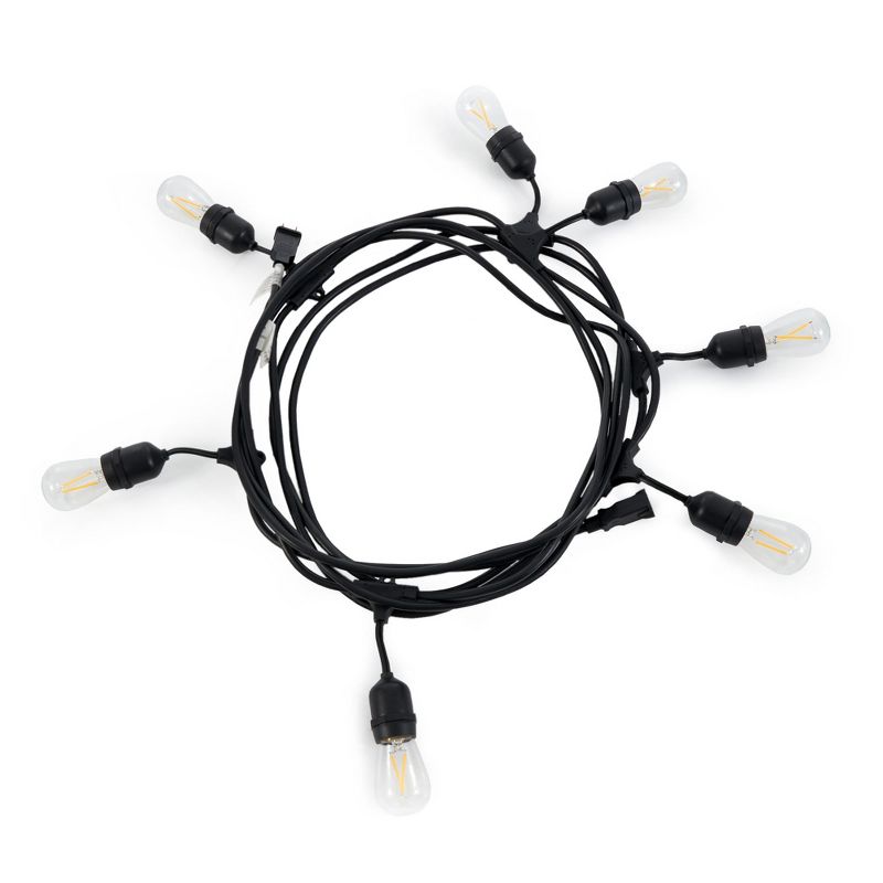 Brightech Ambience Pro Outdoor String Lights with 16 Hanging Sockets & Black LED Edison Bulb for Outside, Backyard, Cafe, Patio, or Porch, 1 of 8