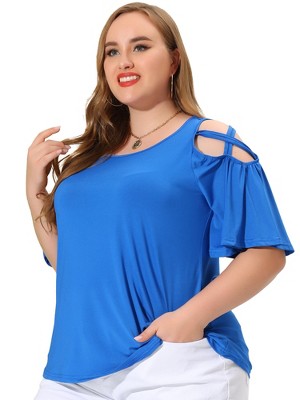 Plus size cheap cold shoulder shirts