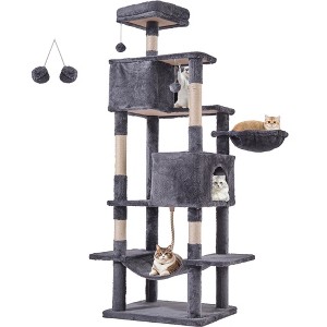 ELJGET 62" Large Cat Tree Tower, Multi-Level Cat Tower for Large Cats with Scratching Posts, Cozy Perches & Jumping Platforms, Grey - 1 of 4