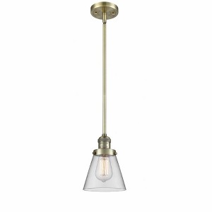 Cone - 1 Light Stem Hung Mini Pendant In Industrial Style-8 Inches Tall and 6 Inches Wide - 1 of 1