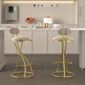 SKRAN Armless Velvet Barstools with Back Set of 2 Upholstered Counter Height Barstools with Metal Frame for Kitchen, Dining, and Living Room - 1 of 4