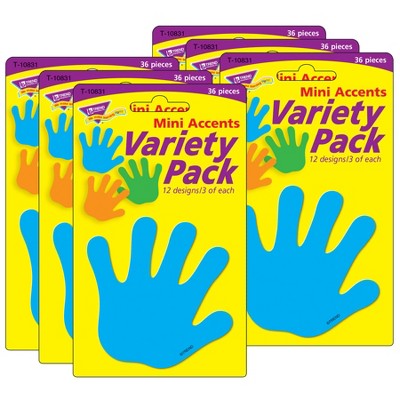 TREND Handprints Mini Accents Variety Pack, 36 Per Pack, 6 Packs