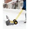 Coucheta Snow Pusher Shovel for Driveway with Wheels, Heavy Duty Push Snow Shovel 5 Position Angled Blade, Adjustable Handle, Rolling Snow Shovels - 2 of 4