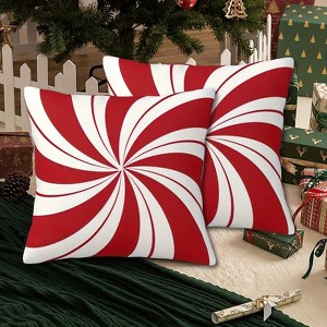 Lomsoe 2pcs Holiday Red and White Mint Swirl Christmas Pillowcases, Suitable for Home and Outdoor Decoration, Holiday Decor, Seasonal Home Accents - 1 of 4