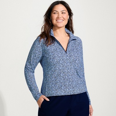 Lands' End Women's Long Sleeve Rash Guard Cover-up UPF 50