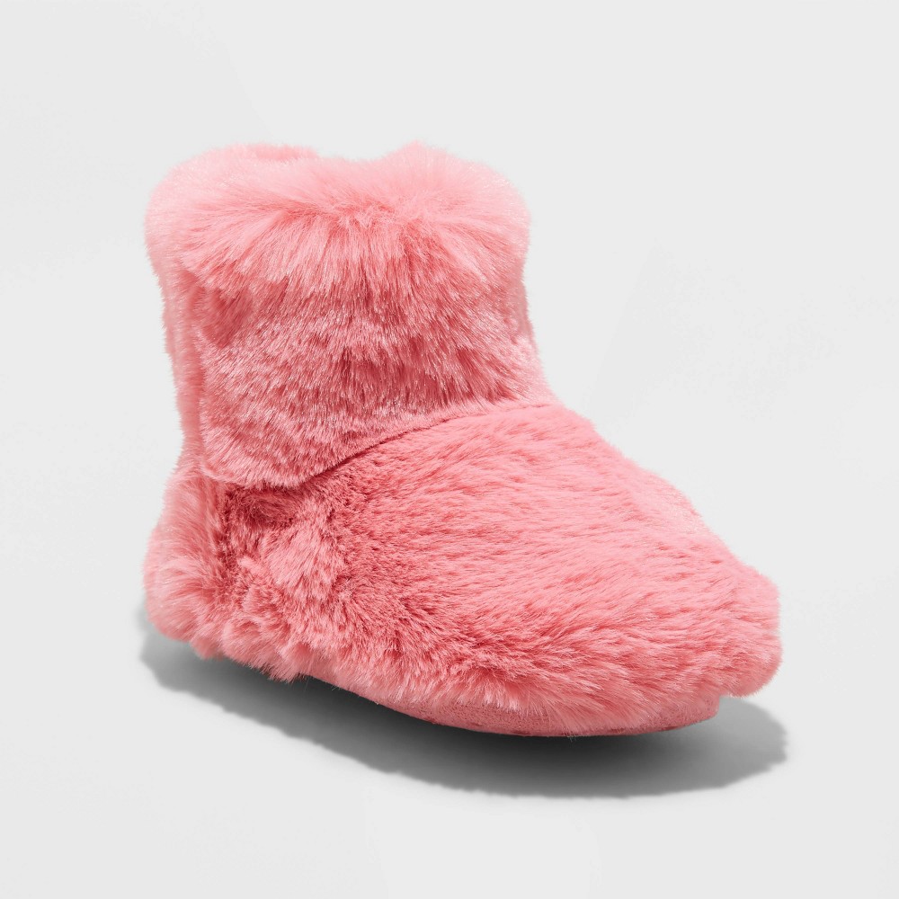 Toddler Girls' Dallas Fur Bootie Slippers - Cat & Jack Vibrant Pink XL