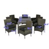 VisioGear Patio Seating Sets, 9 Pieces Patio Seating Sets with Glass Table Top, Outdoor Space Saving Chairs, Black & Gray, 24"*24"*34.2" - 2 of 4