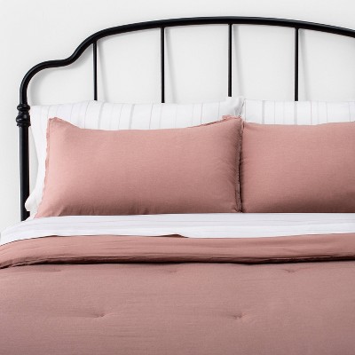 3pc Full/Queen Solid Linen Blend Comforter & Sham Set Golden Copper - Hearth & Hand™ with Magnolia