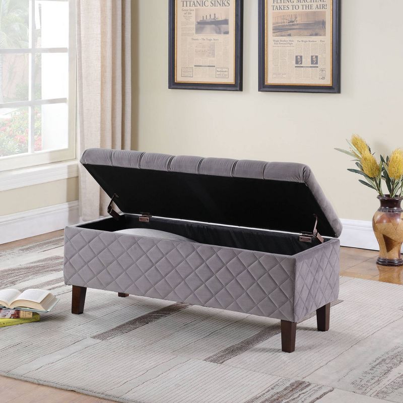 Quilted Tufted Storage Ottoman Gray - Ore International, 5 of 6
