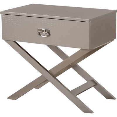 Glory Furniture Xavier 1 Drawer Nightstand in Silver Champagne