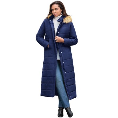 Roaman's Women's Plus Size Maxi Length Quilted Puffer Jacket