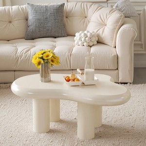 MAYEERTY Cloud-Shaped Coffee Table, Modern Center Table with 4 Solid Legs - 1 of 4
