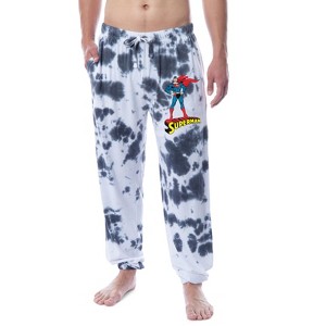 DC Comics Mens' Superman Superhero Tie Dye Sleep Jogger Pajama Pants Multicolored - 1 of 3