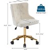 VINGLI White Teddy Fleece Armless Office Desk Chair with Gold Base/Wheels, Cute Vanity/Makeup Chair,  Adjustable Swivel Nail Chair - 2 of 4