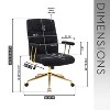 Vynxaria Boucle Fabric Black and Gold Office Chair, Modern Height Adjustable Desk Chair with Padded Arms - 2 of 4